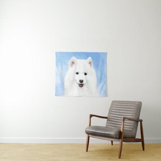 Samoyed Puppy Painting - Cute Original Dog Art Wandkleed (In Situ (horizontaal))