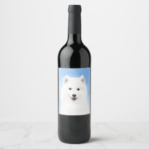 Samoyed Puppy Painting - Cute Original Dog Art Wijn Etiket