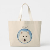 Samoyed Puppy Schilderij Wit Schattige Originele H Grote Tote Bag (Achterkant)