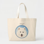 Samoyed Puppy Schilderij Wit Schattige Originele H Grote Tote Bag (Voorkant)