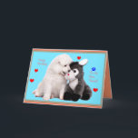 Samoyed Puppy & Toy Birthday Greeting Card Kaart<br><div class="desc">Greeting Card, Standard White enveloppen inbegrepen. A special Happy Birthday card to or from a Samoyed, depending on how you want to use it. It works either way. He is wishing his best friend a Happy Birthday Designer: Designs by Lee. All procedure go to NSR: National Samoyed Rescue. National Samoyed...</div>