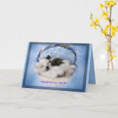 Samoyed Puppy Wenskaart: "Gotcha" Day Celebrate Kaart (Gele Bloem)