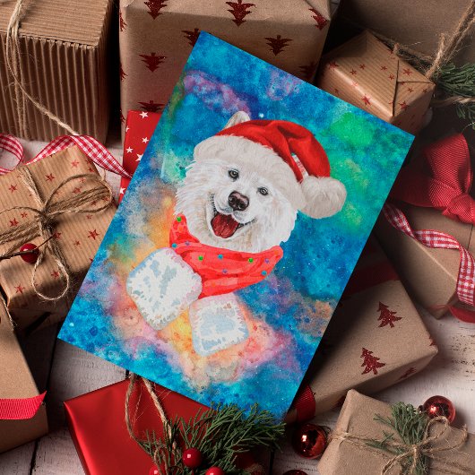 Samoyed Ras Hond Kerstmis Feestdagenkaart