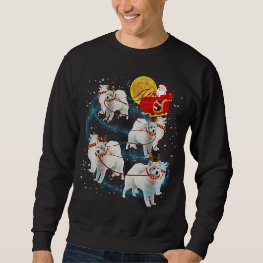 Samoyed Reindeer kerstlampjes Pajama Trui (Voorkant)