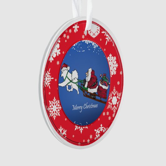 Samoyed "Reindeer" Santa's New Ride Ornament (voorkant)