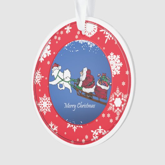 Samoyed "Reindeer" Santa's New Ride Ornament (voorkant)