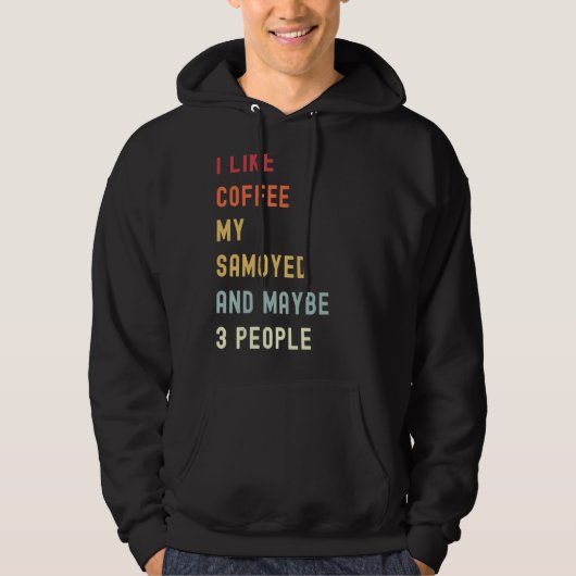 Samoyed Retro Dog en Koffie Hoodie (Voorkant)