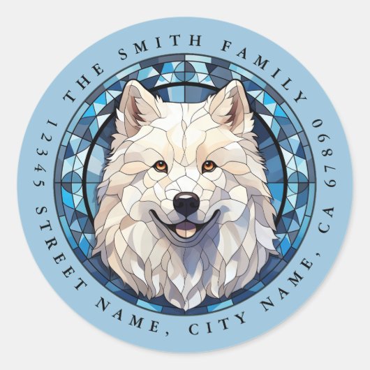 Samoyed ronde Stickers (Voorkant)
