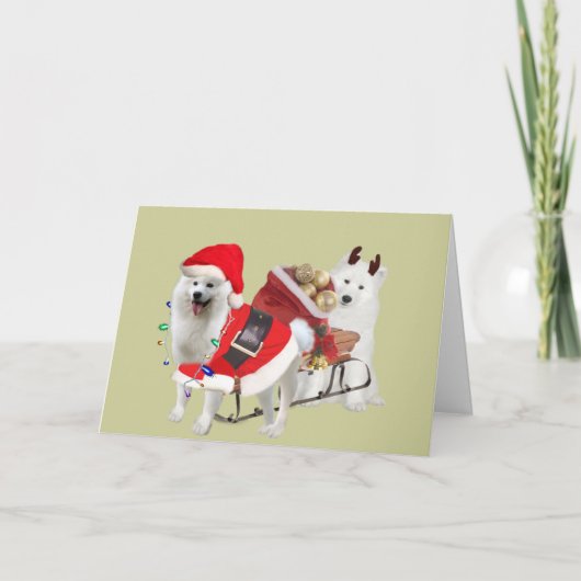 Samoyed Santa en Helper Kaarten (Voorkant)