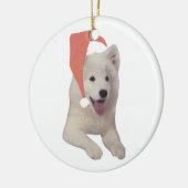 Samoyed Santa Hat Ornament (Links)