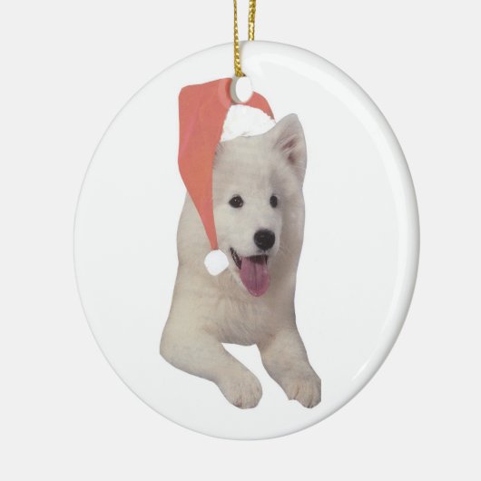 Samoyed Santa Hat Ornament (Links)