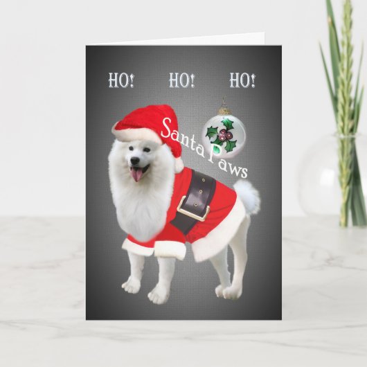 Samoyed Santa paws Ho Ho Ho Kaarten (Voorkant)