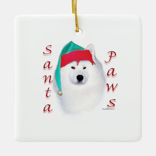 Samoyed Santa Paws Keramisch Ornament (Voorkant)