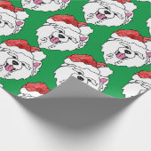 Samoyed Santa Wrapping Paper—Matte, glanzende &Lin Cadeaupapier (Hoek)