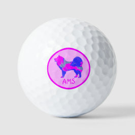 Samoyed Schattig Roze Hond Silhouet Monogram Golfballen