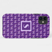 Samoyed Schattige Dog Paarse Silhouet Monogram Case-Mate iPhone Case (Achterkant (horizontaal))