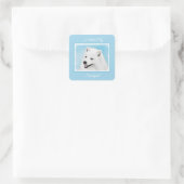 Samoyed schilderen - Kute Original Dog Art Square Vierkante Sticker (Tas)