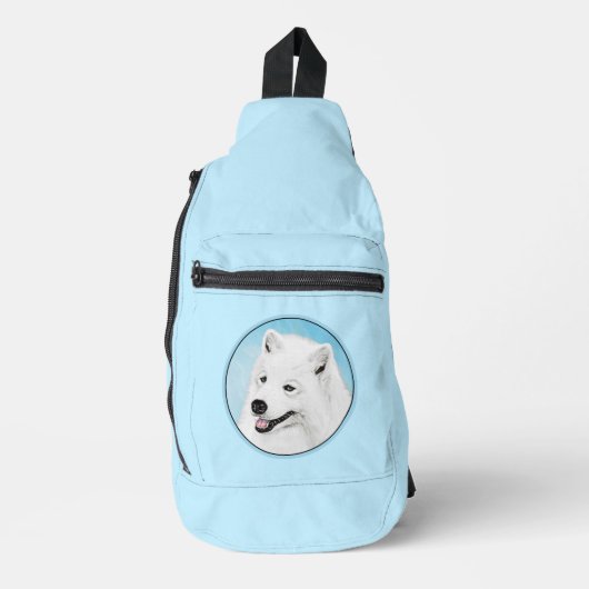 Samoyed Schilderen Wit Schattige Originele Pet Dog Sling Bag (Voorkant)
