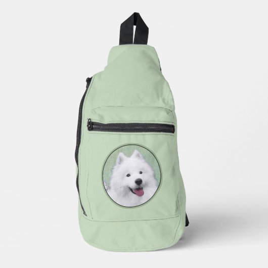 Samoyed Schilderen Wit Schattige Originele Pet Dog Sling Bag (Voorkant)