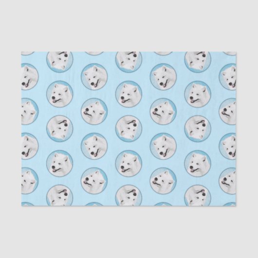 Samoyed Schilderen Wit Schattige Originele Pet Dog Tissuepapier (Voorkant)