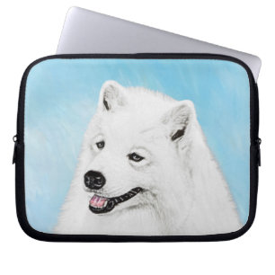 Samoyed Schilderij - Cute Originele Hond Kunst Laptop Sleeve