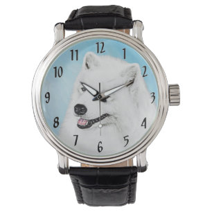 Samoyed Schilderij - Mooie Originele Honden Kunst Horloge