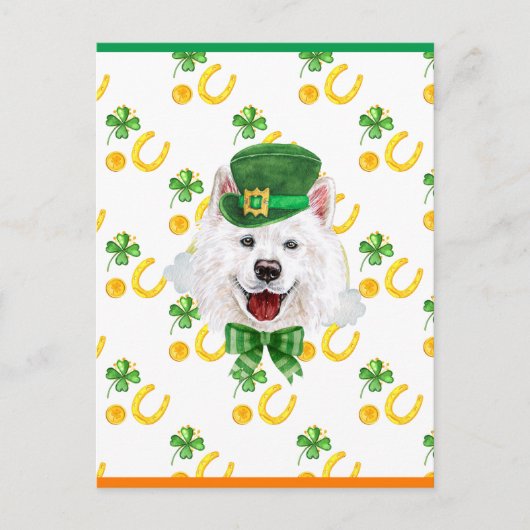 Samoyed Shamrock St. Patricks Day Feestdagenkaart (Voorkant)
