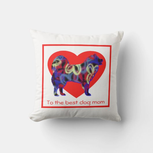 Samoyed Silhouette Dog Heart Moederdag Kussen (Voorkant)