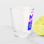 Samoyed Silhouette Dog & Paw Pink Blue Square Shot Glas (Links)