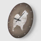 Samoyed Silhouette Rustic Grote Klok (Hoek)