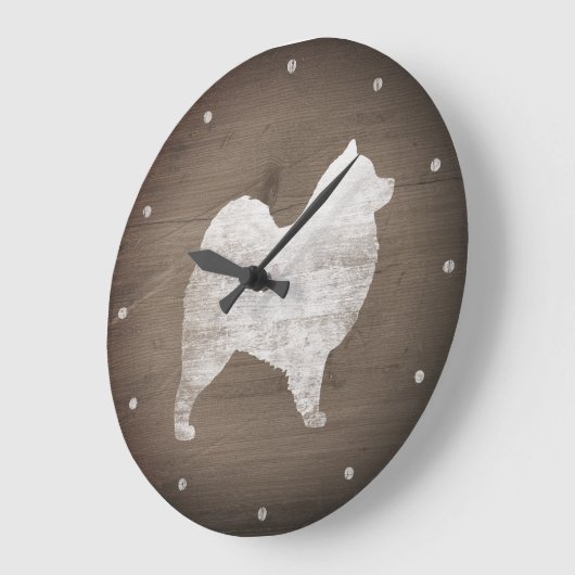 Samoyed Silhouette Rustic Grote Klok (Hoek)