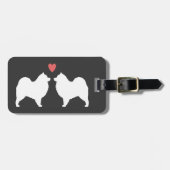 Samoyed Silhouetten met Hart en Tekst Bagagelabel (Voorkant horizontaal)
