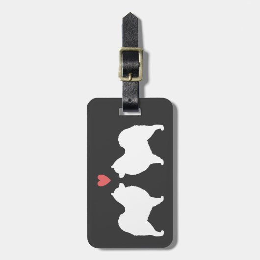Samoyed Silhouetten met Hart en Tekst Bagagelabel (Voorkant verticaal)