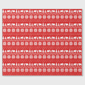 Samoyed Silhouettes kerst Pattern Red Cadeaupapier (Vlak)