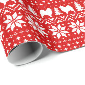 Samoyed Silhouettes kerst Pattern Red Cadeaupapier (Rol Hoek)