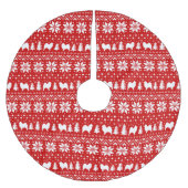 Samoyed Silhouettes kerstpatroonrood Kerstboom Rok (Voorkant)