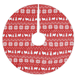 Samoyed Silhouettes kerstpatroonrood Kerstboom Rok