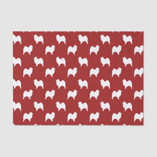 Samoyed Silhouettes Pattern Red Tissuepapier (Voorkant)