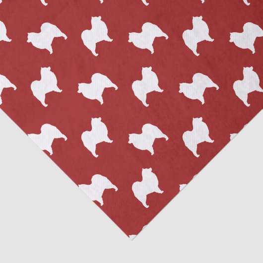 Samoyed Silhouettes Pattern Red Tissuepapier (Detail)