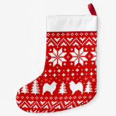 Samoyed Silhouettes Red en White Pattern Sammies Kleine Kerstsok (Achterkant)