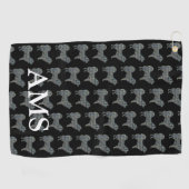 Samoyed Smiling Dog Schattige Silhouette Y&B Grid  Golfhanddoek (Horizontaal)