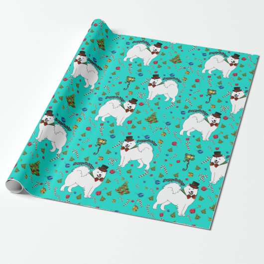 Samoyed "Snazzy Sam" Holiday Cadeaupapier (Uitgerold)
