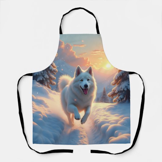 Samoyed Sneeuwberg Avontuur Kerstmis Schort (Voorkant)