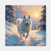 Samoyed Sneeuwige Bergavontuur Kerstmis Magneet (Voorkant)