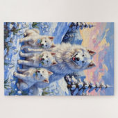 Samoyed Sneeuwklokje Weide Kunst Legpuzzel (Horizontaal)