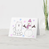 Samoyed & Snowman Feestdagen Kaart (Voorkant)