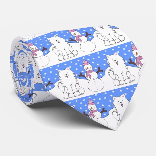 Samoyed Snowy Day Stropdas (Opgerold)