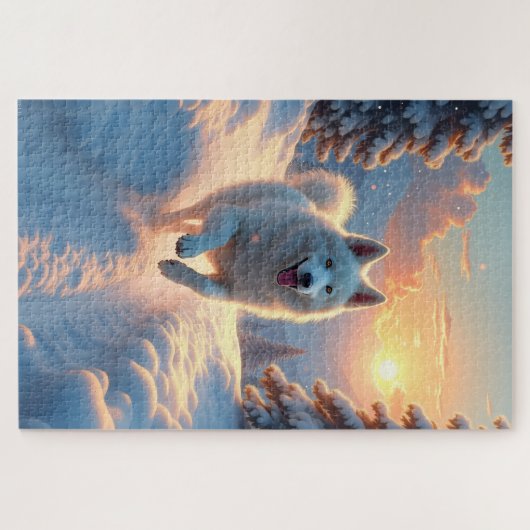 Samoyed Snowy Mountain Adventure Christmas Legpuzzel (Horizontaal)