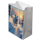 Samoyed Snowy Mountain Adventure Christmas Medium Cadeauzakje (Achterkant Gekanteld)