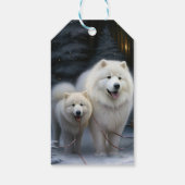 Samoyed Snowy Sleigh Kerstmisdecor Cadeaulabel (Achterkant)